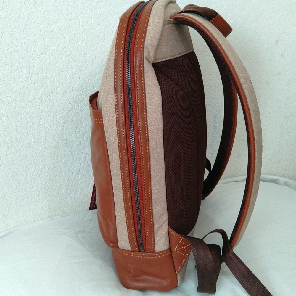 Boconi recycled polyester & leather travel Backpack - Picture 4 of 17